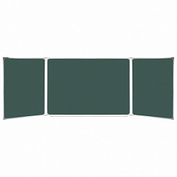 Доска для мела магнитная 3-х элементная 100х150/300 см, ДОПОЛНИТЕЛЬНАЯ ЛИНИЯ/КЛЕТКА, зеленая, BRAUBERG, 236972