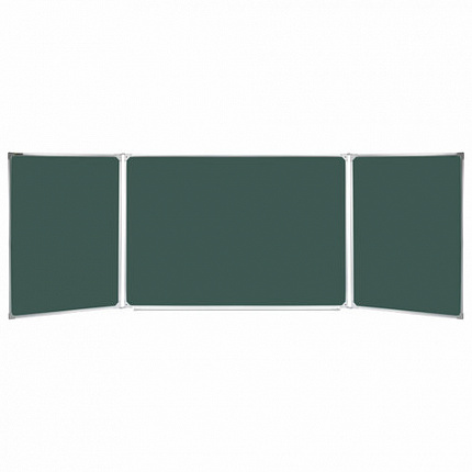 Доска для мела магнитная 3-х элементная 100х150/300 см, ДОПОЛНИТЕЛЬНАЯ ЛИНИЯ/КЛЕТКА, зеленая, BRAUBERG, 236972