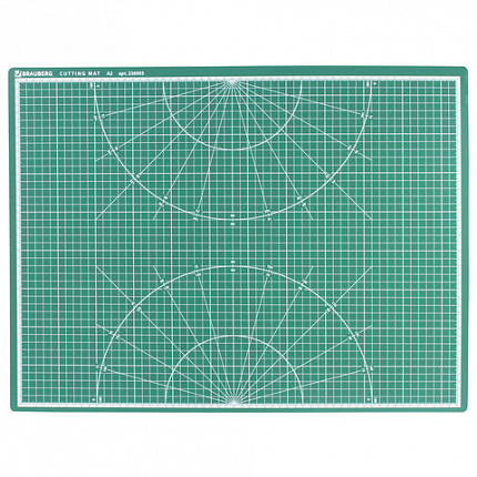 Коврик (мат) для резки BRAUBERG, 3-слойный, А2 (600х450 мм), двусторонний, толщина 3 мм, зеленый, 236903