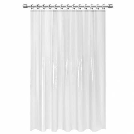 Шторка для ванной EVA, 180х200 см, кольца в комплекте, БЕЛЫЕ ЛИНИИ, PRIMILA (ПРИМИЛА), 700105