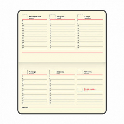 Еженедельник недатированный МАЛЫЙ ФОРМАТ 95х155 мм А6, BRAUBERG "Iguana", под кожу, 64 л., красный, 114481