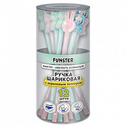 Ручка с акриловым топпером шариковая FUNSTER (ФАНСТЕР) "ACRYL MIX", СИНЯЯ, ассорти, пишущий узел 0,7 мм, линия письма 0,35 мм, 144380