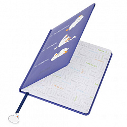 Дневник 1-11 класс 48 л., кожзам (твердая с поролоном), печать, ляссе с аппликацией, BRAUBERG, "Гуси", 107233