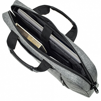 Сумка портфель BRAUBERG OFFICE с отделением для ноутбука 17,3", светло-серый меланж, 34х44х6 см, 272613