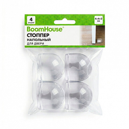 Стоппер напольный прозрачный, ограничитель для двери КОМПЛЕКТ 3+1 шт., BoomHouse, 701844