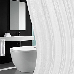 Шторка для ванной ПОЛИЭСТЕР, 180х200 см, кольца в комплекте, БЕЛЫЙ БРИЛЛИАНТ, PRIMILA (ПРИМИЛА), 700093