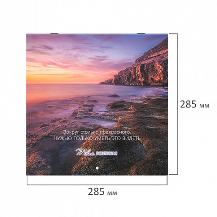 Календарь настенный перекидной 2026 г., BRAUBERG, 12 листов, 28,5х28,5 см, "Твоя вселенная", 116924