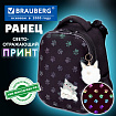 Ранец BRAUBERG LUMINOUS, 2 отделения, с брелоком, "Лапки", СВЕТЯЩИЙСЯ РИСУНОК, 38х29х16 см, 271366