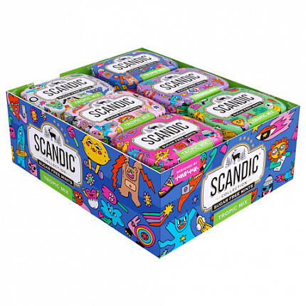 Драже освежающие SCANDIC без сахара со вкусом "Тропический микс", 14 г