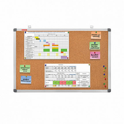 Доска пробковая для объявлений 60х90 см, алюминиевая рамка, BRAUBERG Extra, 238308