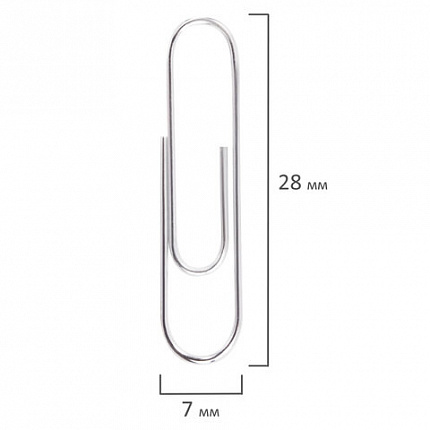 Скрепки EXTRA BRAUBERG 28 мм никелированные 100 штук, 271312