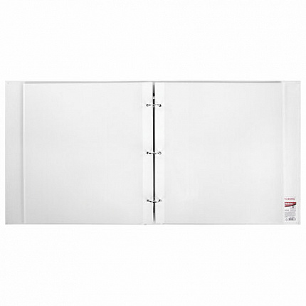 Фотоальбом BRAUBERG свадебный, 20 магнитных листов 30х32 см, обложка под фактурную кожу, на кольцах, белый, 390691