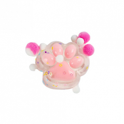 Игрушка-антистресс "КОШАЧЬЯ ЛАПКА С ПОМПОНАМИ", 7х6 см, ассорти 4 цвета, дисплей, JOLLY JOT (ДЖОЛЛИ ДЖОТ), 665774