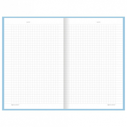 Блокнот А5 134х206 мм, 80 л., твёрдый, клетка, BRAUBERG "Minimal", голубой, 116442