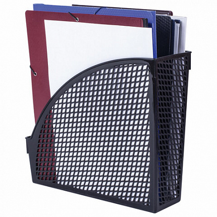 Лоток вертикальный для бумаг STAFF "Profit", 270х100х250 мм, сетчатый, полипропилен, черный, 237253