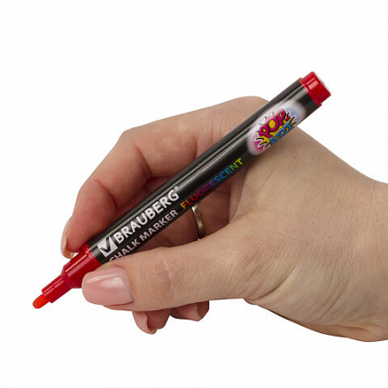 Маркер меловой "POP-ART" КРАСНЫЙ, 3,5 мм, стираемый, для гладких поверхностей, BRAUBERG, 151521