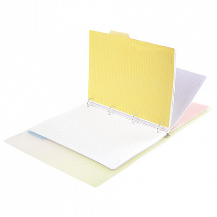 Тетрадь на кольцах БОЛЬШАЯ 305х230мм А4, 120л, пластик, с разделителями, BRAUBERG, Желтый, 404624