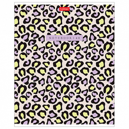 Тетрадь обложка пластик, А5 48л. скоба, клетка, HATBER, LEO-принт (микс в спайке), 09, 48Т5В1пл