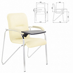 Кресло со столом BRABIX "Samba CF-108 BOX-2", хром каркас, кожзам бежевый, разобрано, 533219