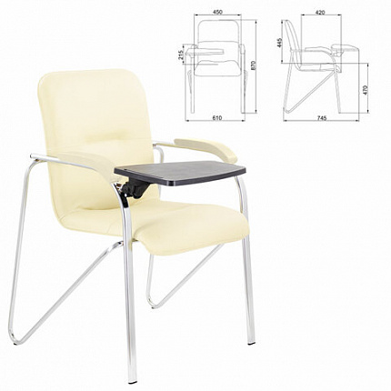 Кресло со столом BRABIX "Samba CF-108 BOX-2", хром каркас, кожзам бежевый, разобрано, 533219