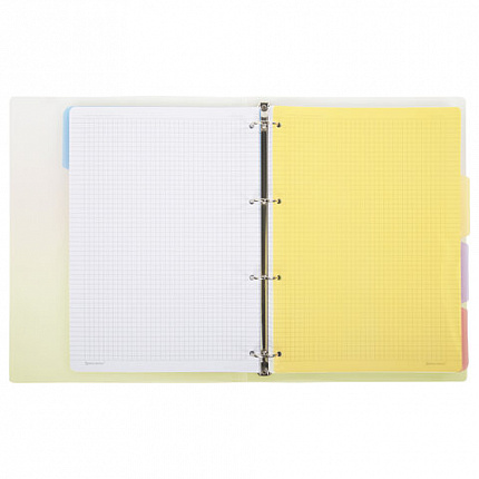 Тетрадь на кольцах БОЛЬШАЯ 305х230мм А4, 120л, пластик, с разделителями, BRAUBERG, Желтый, 404624