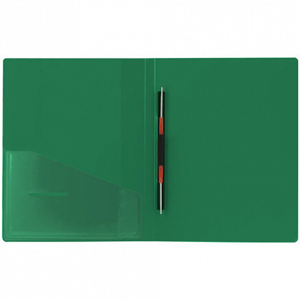 Папка с металлическим скоросшивателем и внутренним карманом BRAUBERG "Contract", зеленая, до 100 л., 0,7 мм, бизнес-класс, 221784