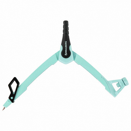 Готовальня BRAUBERG ULTRA, 4 предмета: циркуль 135 мм, запасной грифель, насадка, мятный цвет, 210824