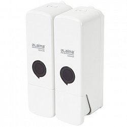 Дозатор двойной 2 х 0,3 л для жидкого мыла/шампуня/геля LAIMA PREMIUM, НАЛИВНОЙ, белый, ABS-пластик, 609499