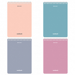 Блокнот А5 146х206 мм, 80 л., гребень, подложка, клетка, кросс-серия "МОРАНДИ", 4 цвета, BRAUBERG, 118553