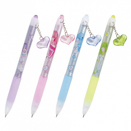 Ручка шариковая автоматическая с грипом BRAUBERG "First Love", СИНЯЯ, подвеска, корпус ассорти, узел 0,5 мм, линия письма 0,3 мм, 141285