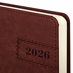 Ежедневник датированный 2026 А5 138x213 мм, BRAUBERG "Imperial", под кожу, коричневый, 117061
