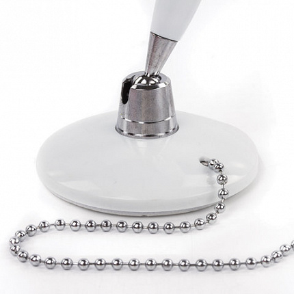 Ручка шариковая настольная BRAUBERG "Стенд-Пен Уайт1", СИНЯЯ, цепочка, корпус белый, линия письма 0,5 мм, 141044