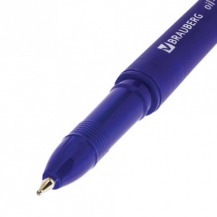 Ручка шариковая масляная BRAUBERG "Fine", СИНЯЯ, корпус синий, узел 0,7 мм, линия письма 0,35 мм, 142947