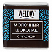 Шоколад порционный с фундуком и печеньем WELDAY (ВЭЛДЭЙ), молочный 27%, 400 г (80 плиток по 5 г), 622408