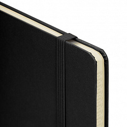 Блокнот А5 (148x218 мм), BRAUBERG "Metropolis", балакрон, 80 л., резинка, клетка, черный, 111585