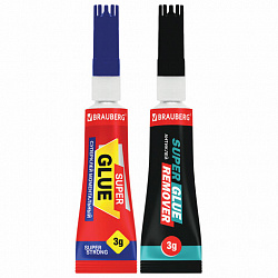 Клей моментальный Суперклей 5 шт. по 3 г + "Антиклей" в подарок, BRAUBERG EXTRA, 608107