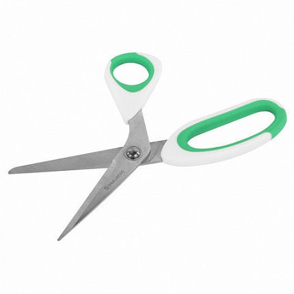 Ножницы BRAUBERG "MAXI" КОМПЛЕКТ 4 шт.: 115, 145, 205 мм + сниппер (для ниток), бело-зеленые ручки, 272982