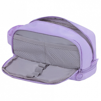 Пенал-органайзер HEIKKI (ХЕЙКИ) с ручкой, значки, 2 отделения, откидная планка, 22x13х10 см, фиолетовый, 273600