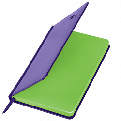 Ежедневник датированный 2026, А5, 138x213 мм, BRAUBERG "Rainbow", под кожу, сиреневый, 117080