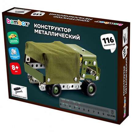 Конструктор металлический "Военный грузовик", с подвижными деталями, 116 элементов, BAMBOX (БАМБОКС), 666362