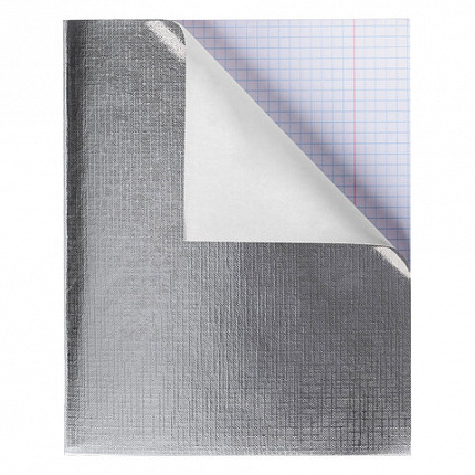 Тетрадь бумвинил А5 48л. скоба, офсет №1, клетка, с полями, СЕРЕБРО Metallic, HATBER,, 48Т5бвВ1