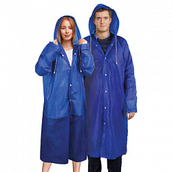 Дождевик плащ на кнопках, EVA, многоразовый прочный, чехол в комплекте, универсальный размер, синий, SHAMAANI (ШАМААНИ), 610931