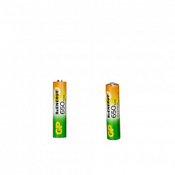 Батарейки аккумуляторные GP ReEnergy Ni-Mh мизинчиковые КОМПЛЕКТ 2 шт., ААА (HR03), 650 mAh, 65AAAHCRGY, 65AAAHCRGY-2CRC