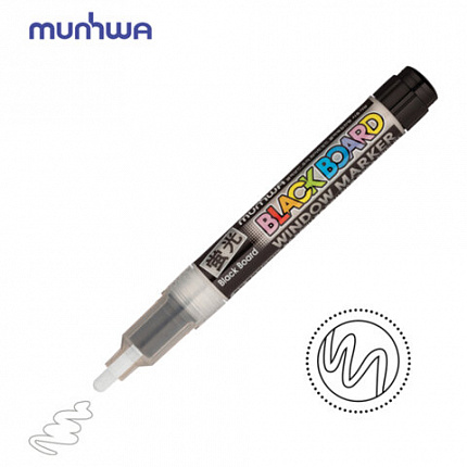Маркер меловой БЕЛЫЙ, влагостираемый, 3 мм, для гладких поверхностей, MUNHWA "Black Board Marker", BM-05