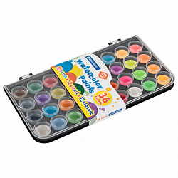 Краски акварельные BRAUBERG "PREMIUM" 36 цветов (12 базовых + 12 неоновых + 12 металлик) пенал, 191807