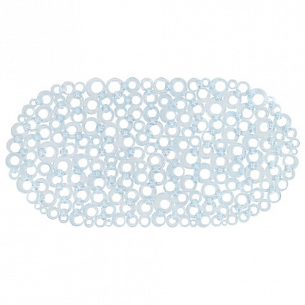 Коврик для ванны противоскользящий 69х35см, "Кольца", овальный, прозрачный, ПВХ, PRIMILA (ПРИМИЛА), 700372