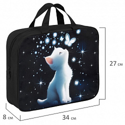 Папка на молнии с ручками BRAUBERG А4, 1 отделение, полиэстер, 80 мм, "White kitten", 274503