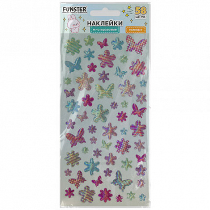 Наклейки гелевые "Яркое ассорти", 17,5х9 см, ассорти 8 видов, FUNSTER (ФАНСТЕР), 666101