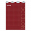 Блокнот А5 146х205 мм, 80 л., гребень, картон, подложка, клетка, ОФИСМАГ, красный, 129869