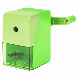 Точилка механическая ЮНЛАНДИЯ "Пастель", для чернографитных и цветных карандашей, корпус зелёный, 272000